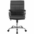 Pemberly Row Mid Back Faux Leather Swivel Office Chair in Black