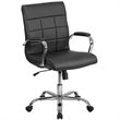 Pemberly Row Mid Back Faux Leather Swivel Office Chair in Black