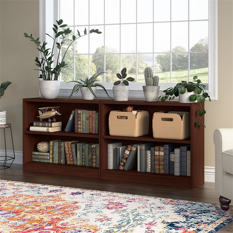 Pemberly Row Universal 2 Shelf Bookcase in Vogue Cherry (Set of 2)