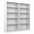 Pemberly Row Universal 5 Shelf Bookcase in Pure White (Set of 2)