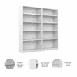 Pemberly Row Universal 5 Shelf Bookcase in Pure White (Set of 2)