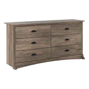 Pemberly Row Contemporary 6 Drawer Dresser in Drifted Gray Finish