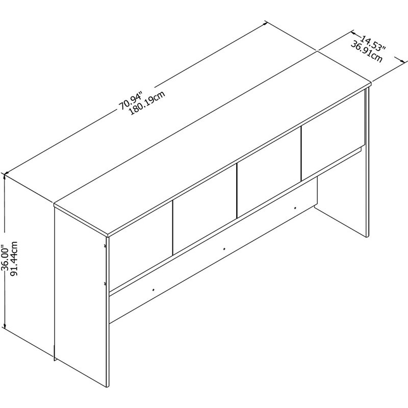 Pemberly Row 72W 4 Door Hutch in Storm Gray - Engineered Wood