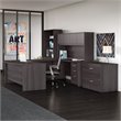 Pemberly Row U Shape Desk 7 Piece Office Suite in Storm Gray - Engineered Wood