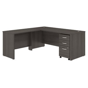Pemberly Row 72W L Shaped Desk with Drawers in Storm Gray - Engineered Wood