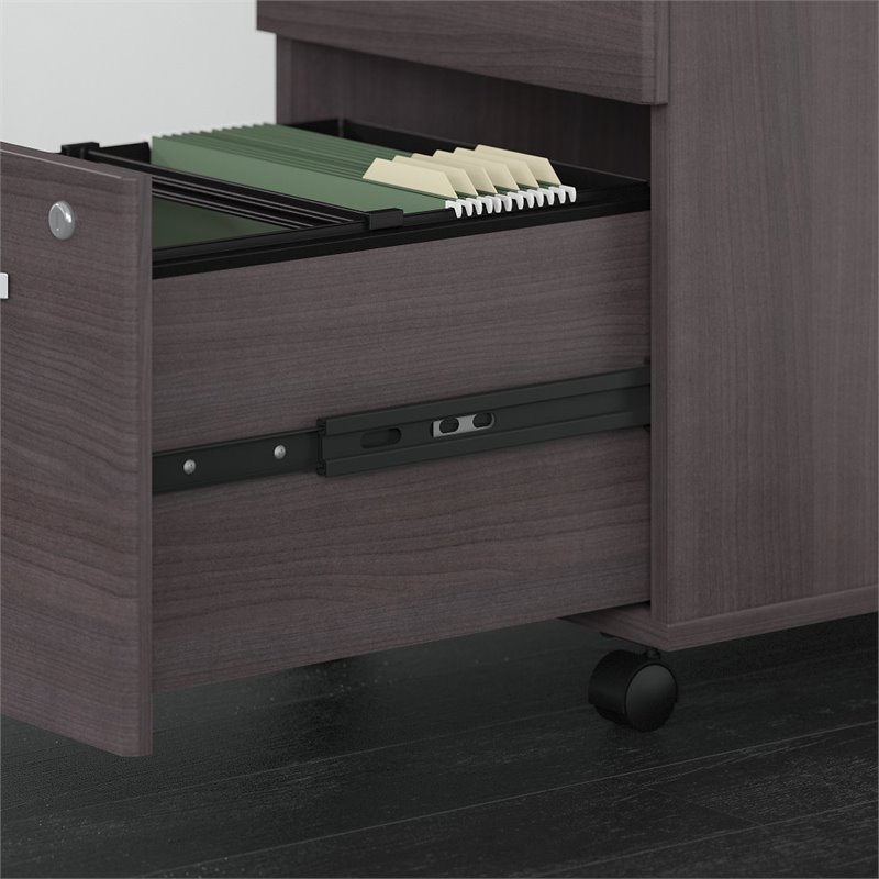 Pemberly Row Engineered Wood 72W Office Desk with Hutch and Drawers in Gray