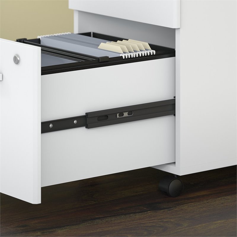 Pemberly Row 72W Office Desk with Hutch and Drawers in White - Engineered Wood