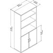 Pemberly Row 5 Shelf Bookcase with Doors in Storm Gray - Engineered Wood