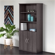 Pemberly Row 5 Shelf Bookcase with Doors in Storm Gray - Engineered Wood