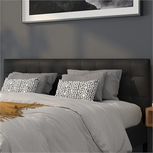 Pemberly Row Modern Upholstered King Panel Headboard in Black