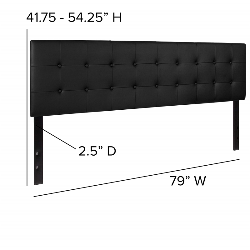 Pemberly Row Modern Upholstered King Panel Headboard in Black