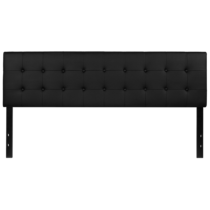 Pemberly Row Modern Upholstered King Panel Headboard in Black