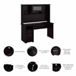 Pemberly Row 60W Computer Desk with Hutch in Espresso Oak - Engineered Wood