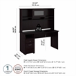 Pemberly Row 60W Computer Desk with Hutch in Espresso Oak - Engineered Wood
