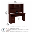 Pemberly Row 60W Computer Desk with Hutch and Drawers in Harvest Cherry