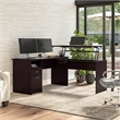 Pemberly Row Wood 60W 3 Position L Shaped Sit to Stand Desk in Espresso Oak