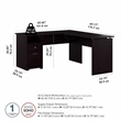 Pemberly Row Wood 60W 3 Position L Shaped Sit to Stand Desk in Espresso Oak