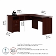 Pemberly Row 60W 3 Position L Shaped Sit to Stand Desk in Harvest Cherry