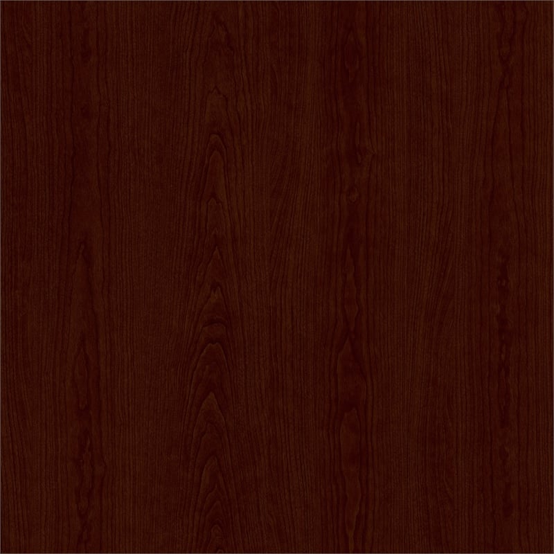 Pemberly Row 60W 3 Position L Shaped Sit to Stand Desk with Hutch in Cherry