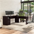 Pemberly Row Engineered Wood 72W 3 Position Sit to Stand L Desk in Espresso Oak