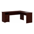 Pemberly Row 72W L Shaped Computer Desk with Drawers in Harvest Cherry