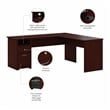 Pemberly Row 72W L Shaped Computer Desk with Drawers in Harvest Cherry