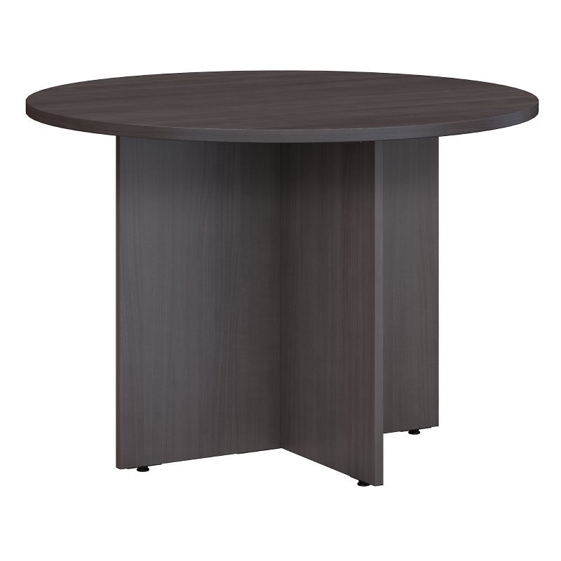 Pemberly Row Modern 42W Round Conference Table in Storm Gray