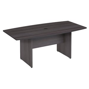 Pemberly Row 72W x 36D Boat Shaped Conference Table with Wood Base in Storm Gray