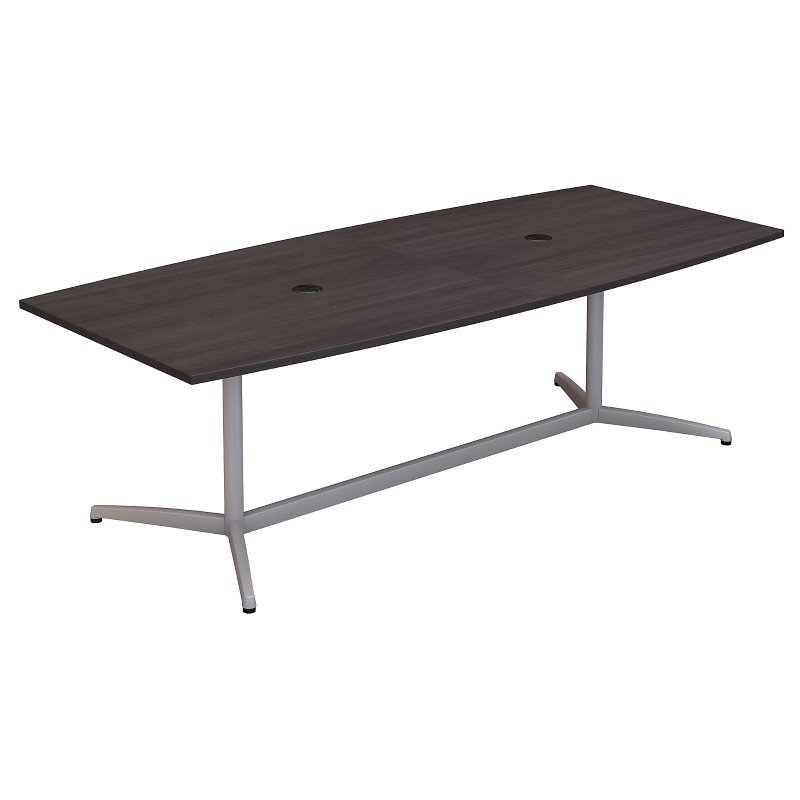 Pemberly Row 96W x 42D Boat Shaped Conference Table with Metal Base - Storm Gray