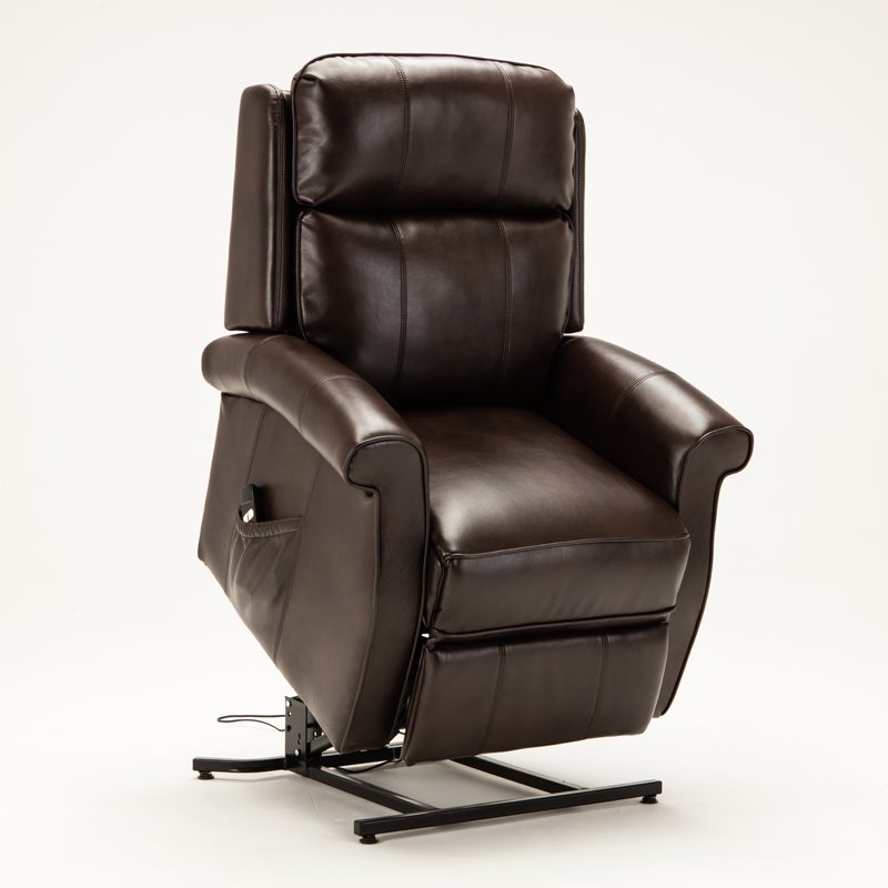 Pemberly Row Modern Brown Faux Leather Traditional Lift Chair