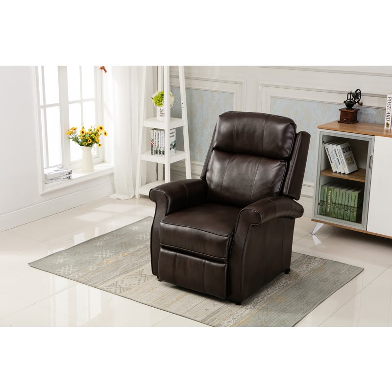 Pemberly Row Modern Brown Faux Leather Traditional Lift Chair