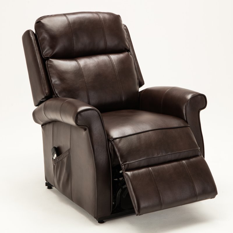 Pemberly Row Modern Brown Faux Leather Traditional Lift Chair