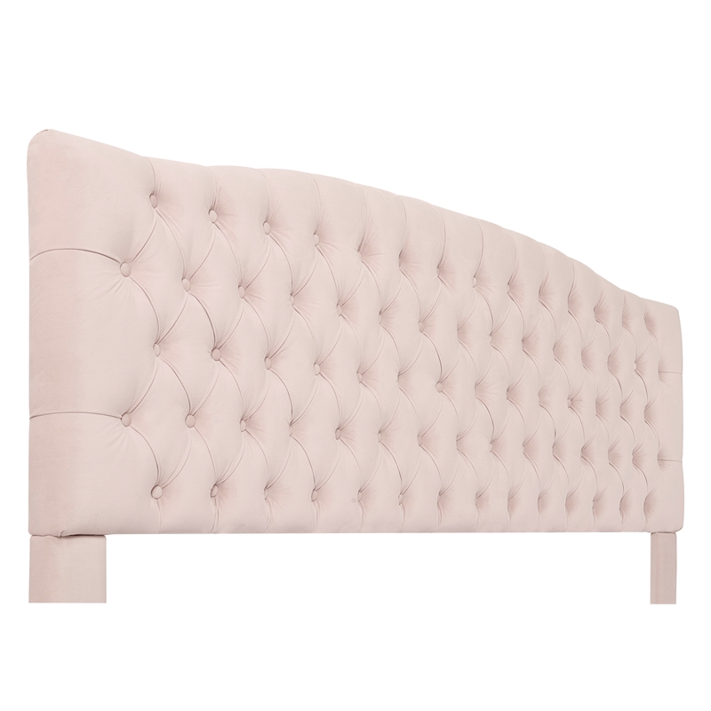 Pemberly Row Contemporary King Size Headboard Blush Pink Velvet