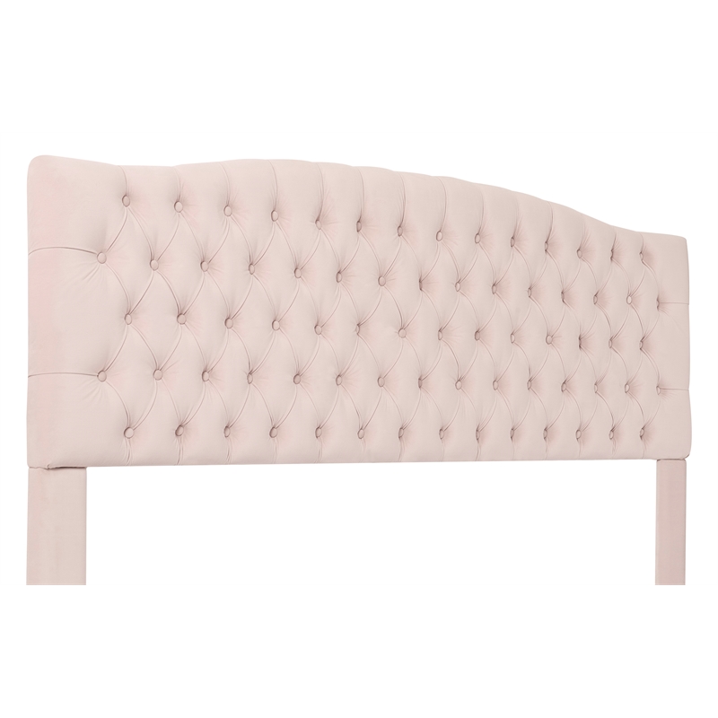 Pemberly Row Contemporary King Size Headboard Blush Pink Velvet