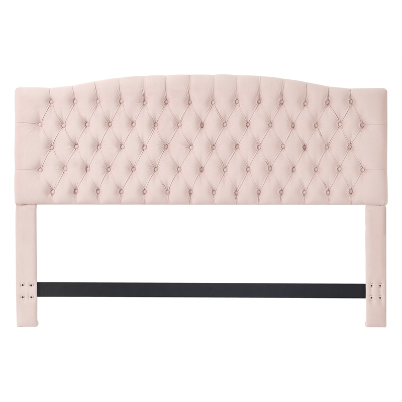 Pemberly Row Contemporary King Size Headboard Blush Pink Velvet