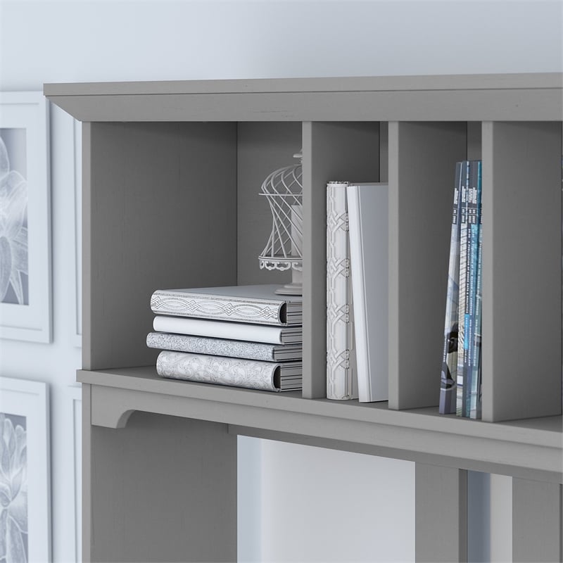 Pemberly Row Modern 60W Hutch for L Shaped Desk in Cape Cod Gray