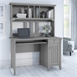 Pemberly Row Small Computer Desk with Hutch in Cape Cod Gray - Engineered Wood