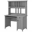 Pemberly Row Small Computer Desk with Hutch in Cape Cod Gray - Engineered Wood
