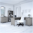 Pemberly Row 60W L Shaped Desk Office Suite in Cape Cod Gray