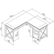Pemberly Row Modern 60W L Shaped Desk with Drawers in Washed Gray