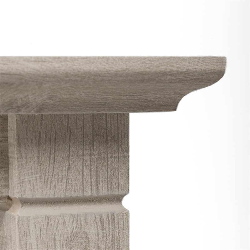 Pemberly Row 60W L Desk with Cabinet & Bookcase in Washed Gray