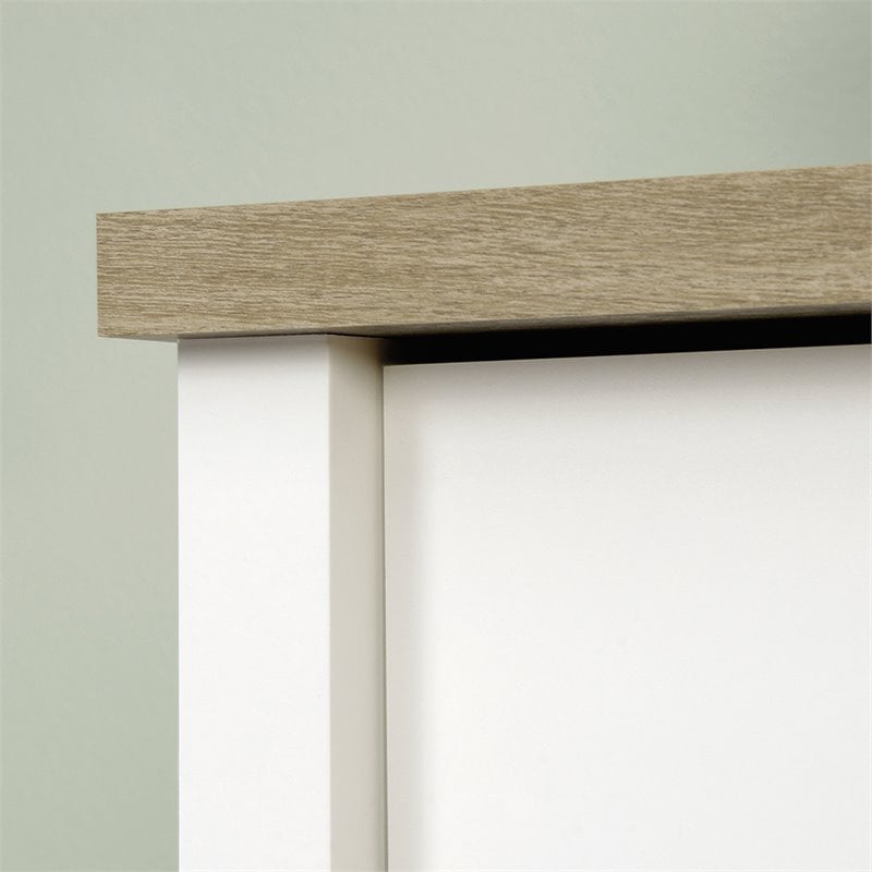 Pemberly Row Engineered Wood 4 Drawer Chest in Soft White and Lintel Oak