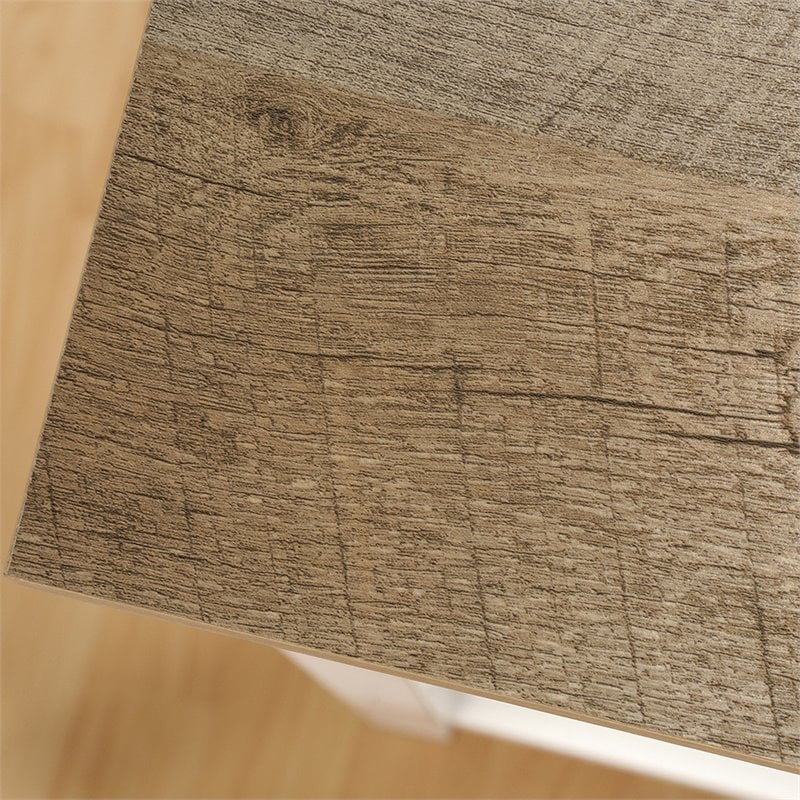 Pemberly Row Engineered Wood 4 Drawer Chest in Soft White and Lintel Oak