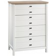 Pemberly Row Engineered Wood 4 Drawer Chest in Soft White and Lintel Oak