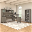 Pemberly Row 72W Sit to Stand L Shaped Desk with Hutch & Bookcase