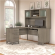 Pemberly Row 60W L Desk with Hutch in Ash Gray - Engineered Wood