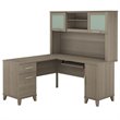 Pemberly Row 60W L Desk with Hutch in Ash Gray - Engineered Wood