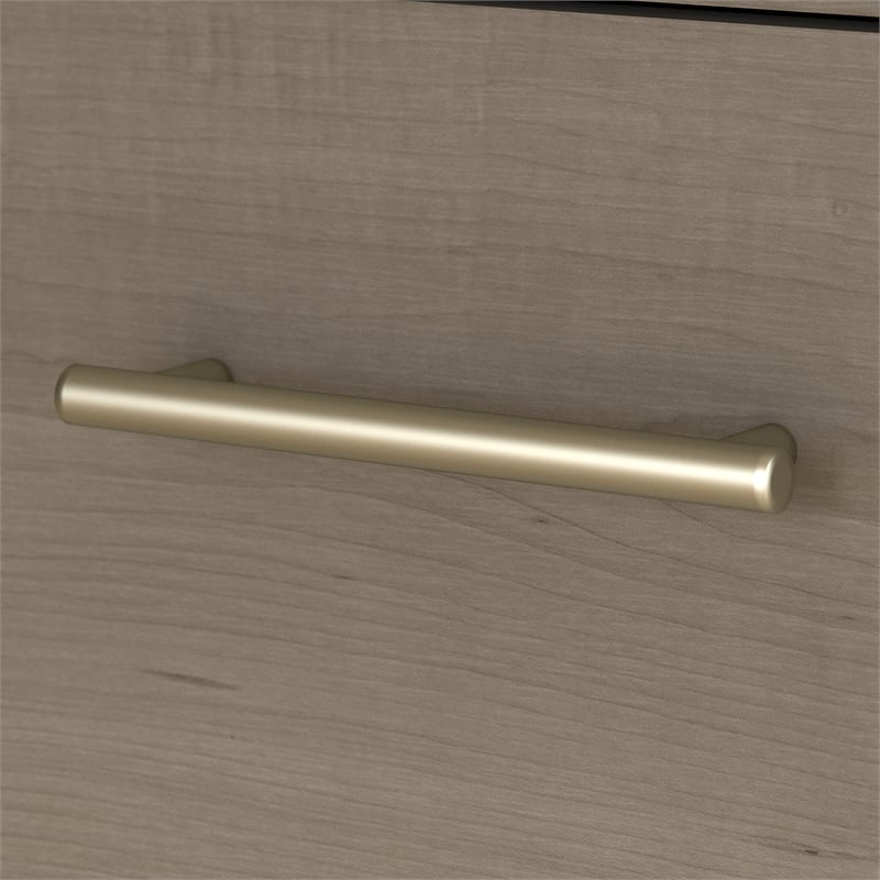 Pemberly Row Engineered Wood 60W L Shaped Desk Hutch and Lateral File - Ash Gray