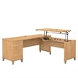 Pemberly Row 72W 3 Position Sit to Stand L Desk in Maple Cross