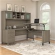 Pemberly Row 72W 3 Position Sit to Stand L Shaped Desk with Hutch